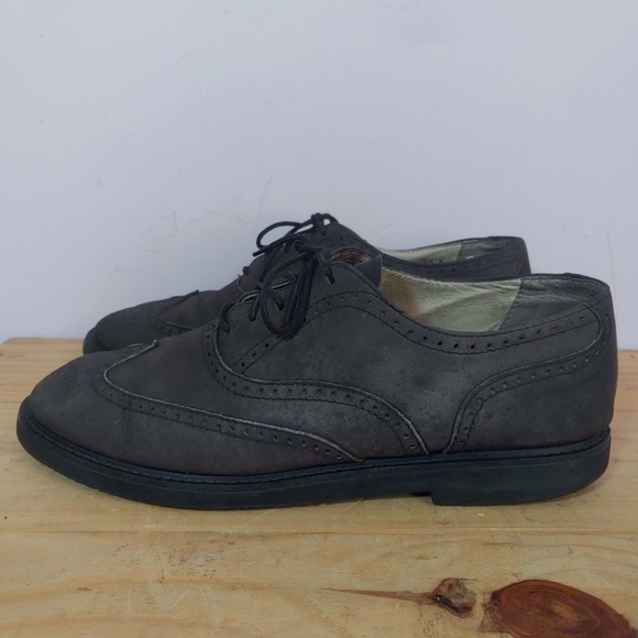 Vintage Roots Grey Leather Wingtip Derby Shoes Men's Size 10 US - Picture 4 of 16